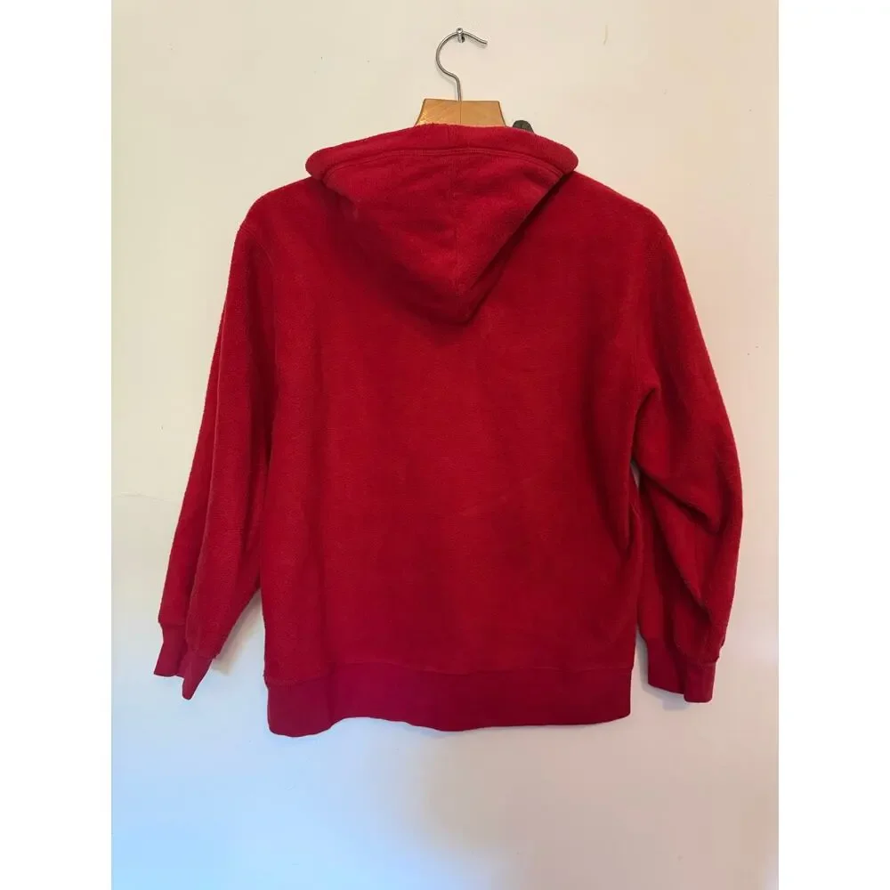 Vintage 00’s GAP Red fleece hoodie Boys Sz L 10 EUC